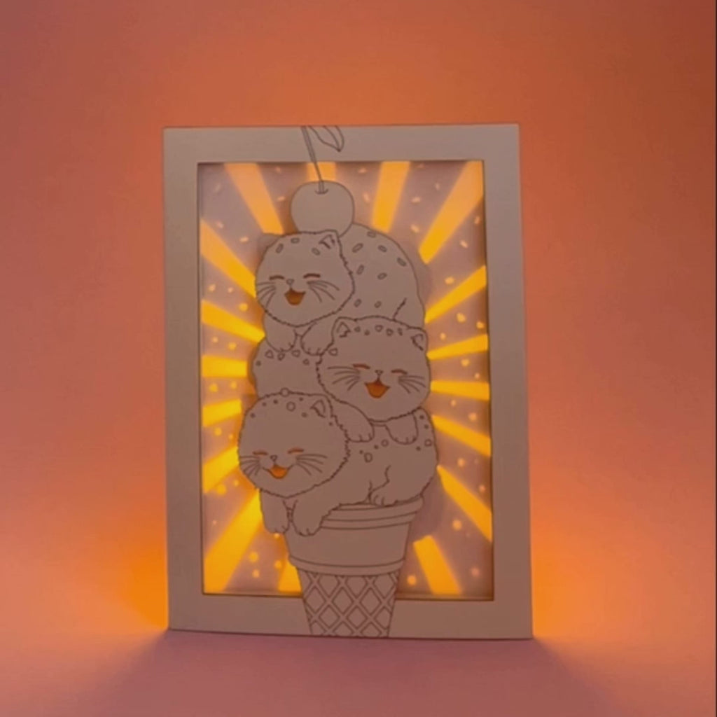 Kittens Ice Cream Cone Card - Cute Cats with Sprinkles on Waffle