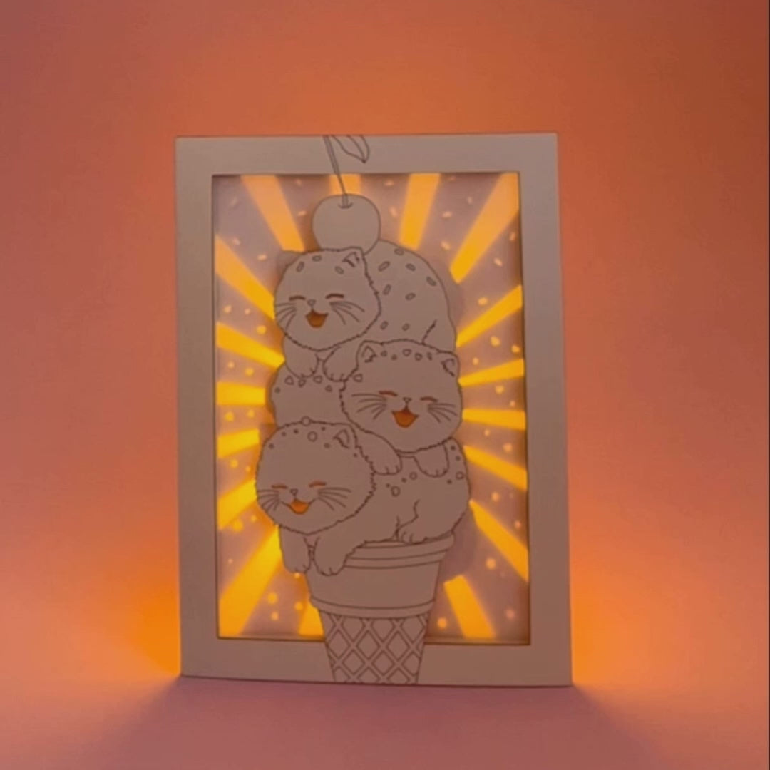 Kittens Ice Cream Cone Card - Cute Cats with Sprinkles on Waffle